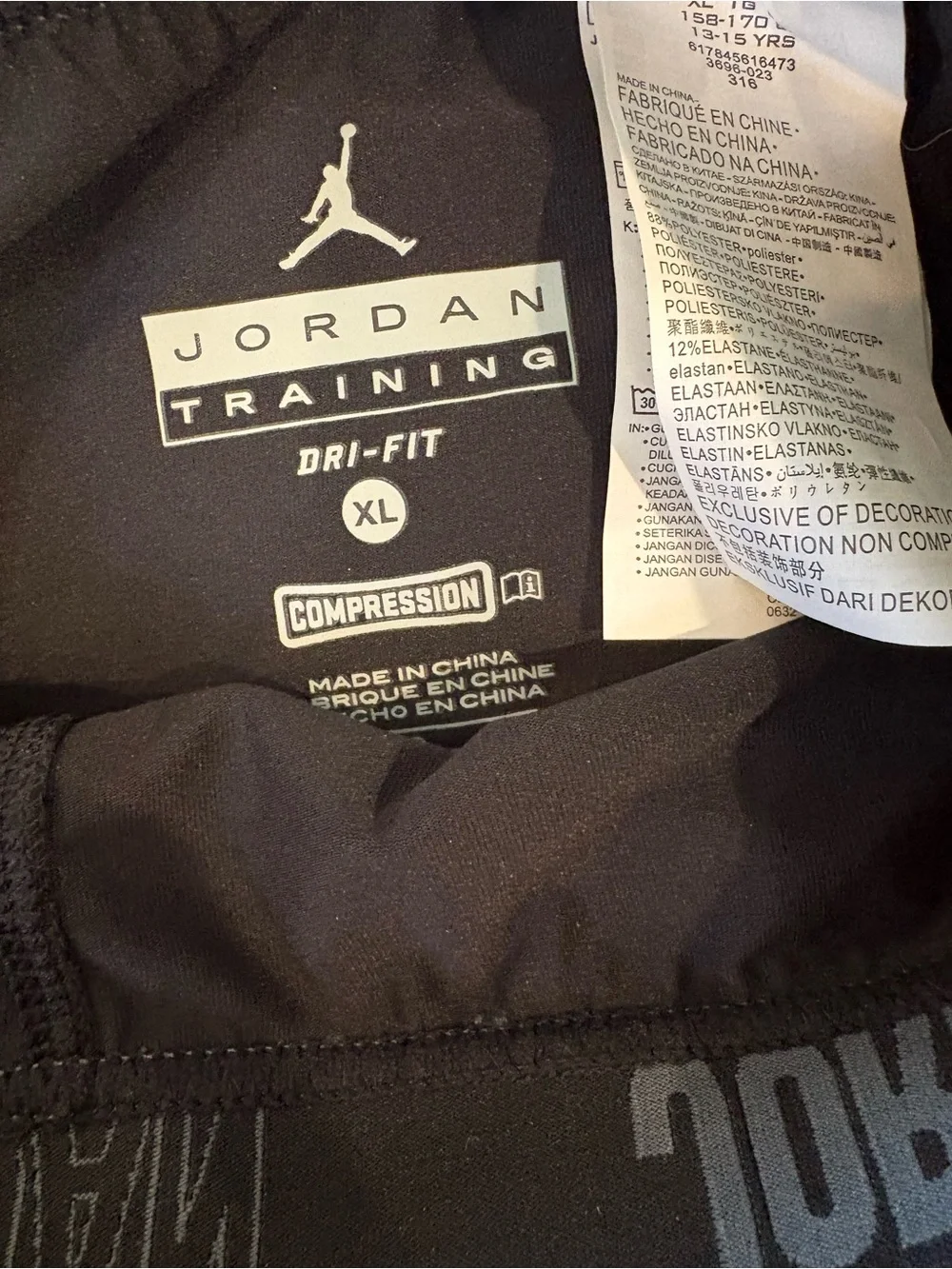 Jordan Black Leggings with White Logo Striping